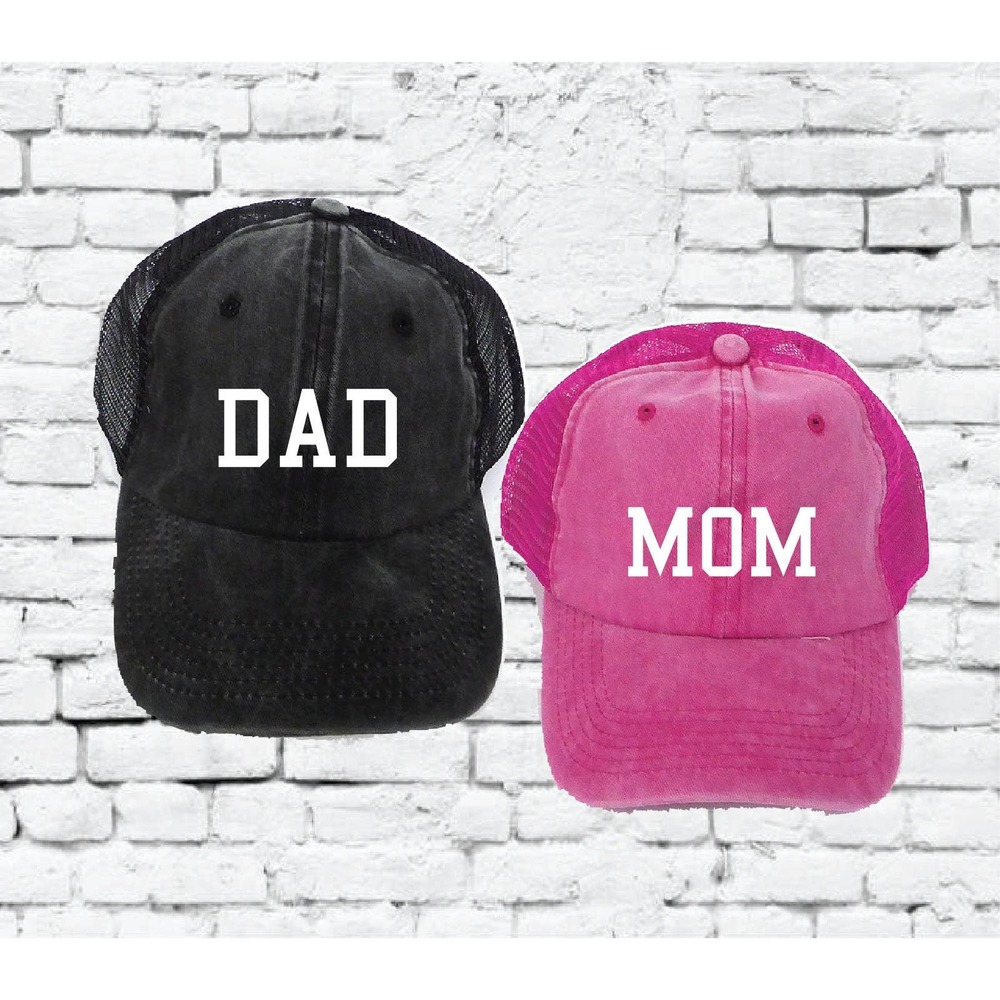Mom and Dad Embroidery Hat Baseball Cap Pigment Trucker